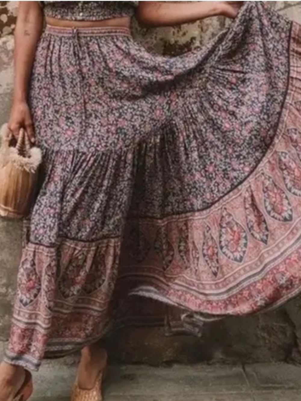 Spell & The Gypsy Jasmine Maxi Skirt - Navy & Coral - Picture 3 of 5